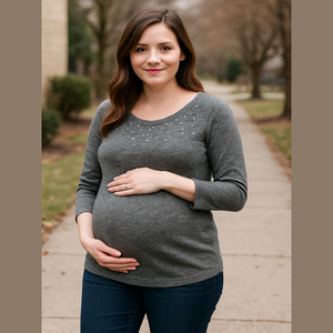 Motherhood Maternity Gray Rhinestone Blouse Extra Large